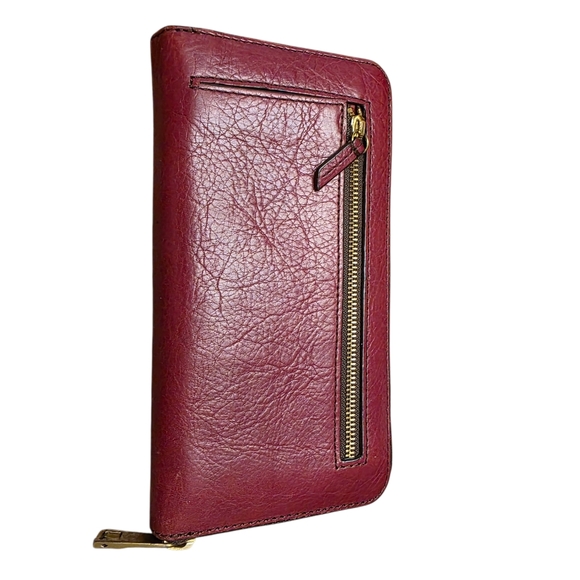 Fossil Maroon Leather Zip Around Wallet - Picture 4 of 8
